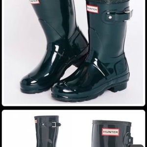 GLOSSY SHORT HUNTER RAIN-BOOTS Size-7
